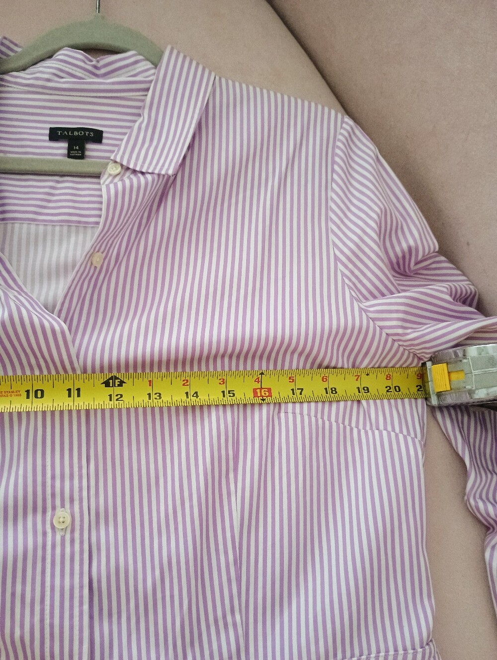 Talbots Lilac Stripe Shirt Dress with Tie Waist - Picture 5 of 6